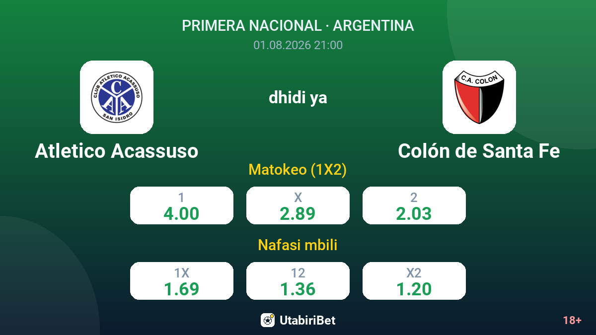 Atletico Acassuso vs Colón de Santa Fe — odds