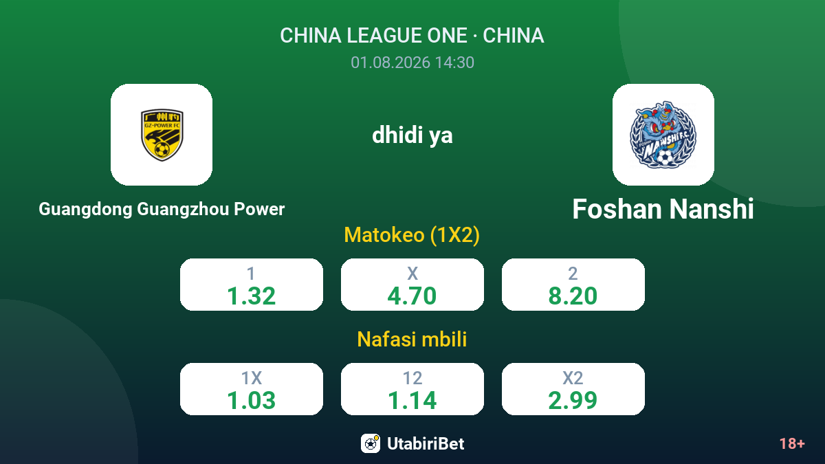 Guangdong Guangzhou Power vs Foshan Nanshi — odds