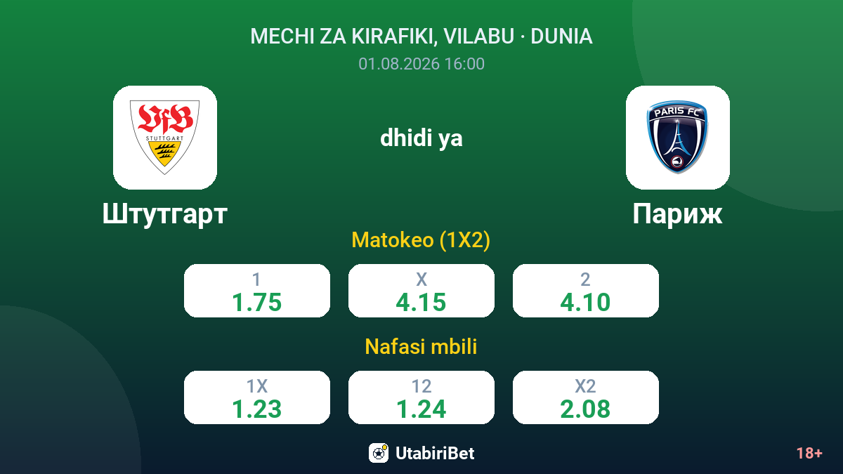Stuttgart vs Paris — odds