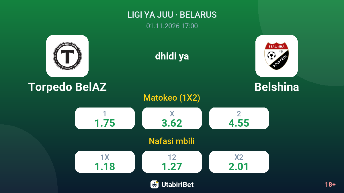 Torpedo BelAZ vs Belshina — odds