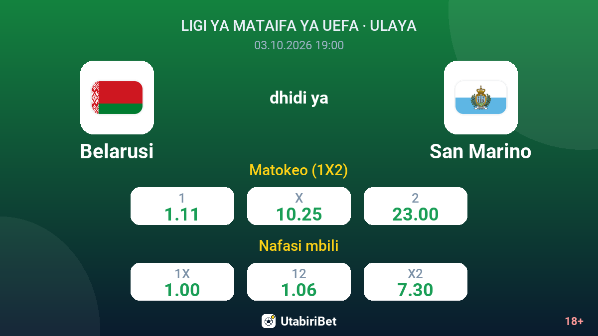 Belarusi vs San Marino — odds
