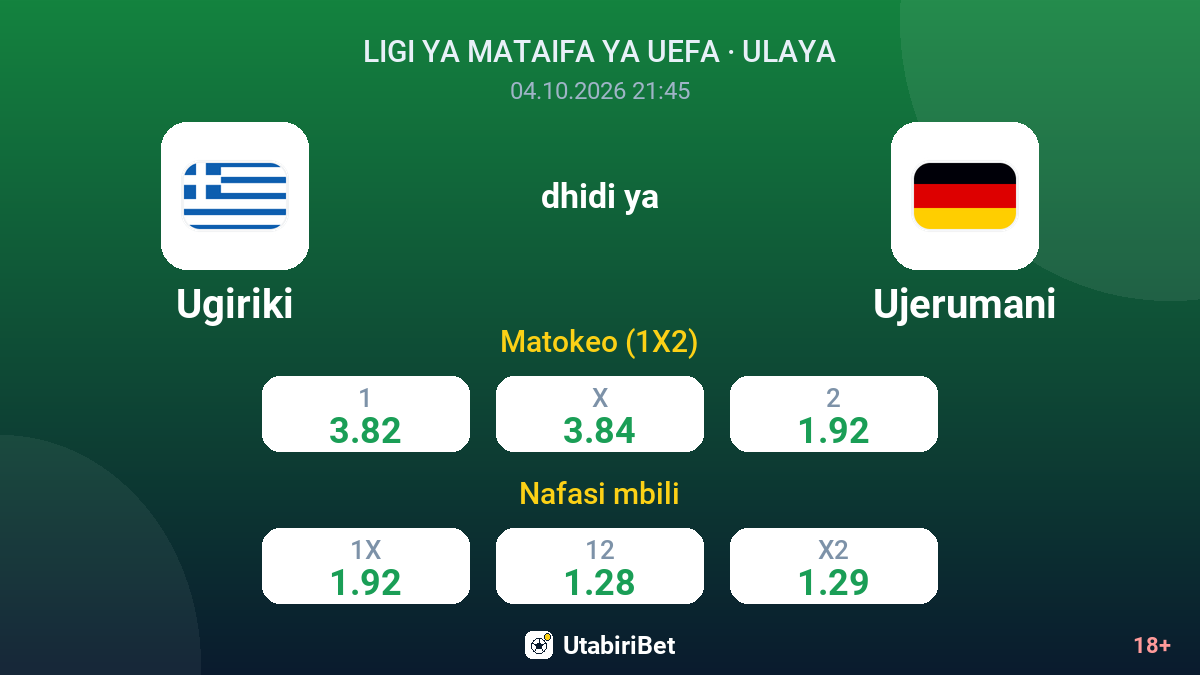 Ugiriki vs Ujerumani — odds