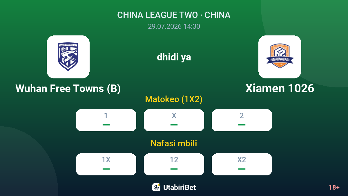 Wuhan Free Towns (B) vs Xiamen 1026 — odds