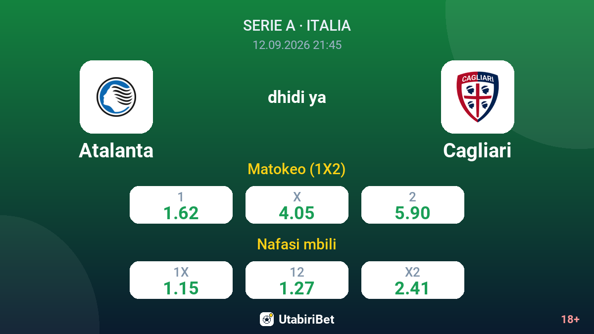 Atalanta vs Cagliari — odds