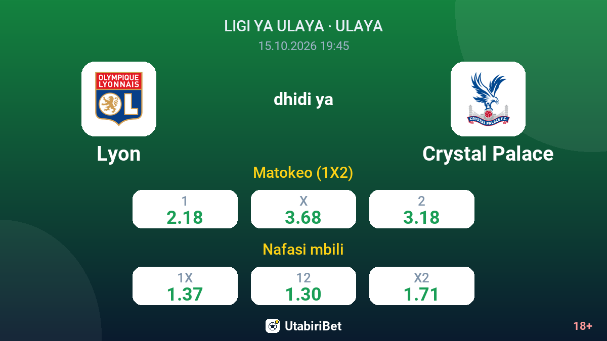 Lyon vs Crystal Palace — odds