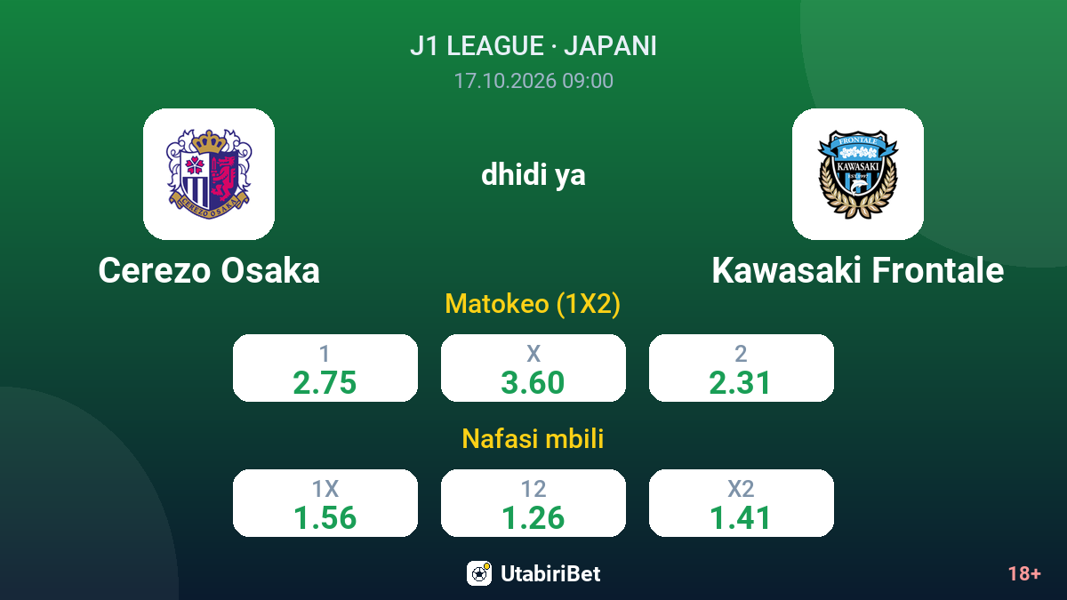 Cerezo Osaka vs Kawasaki Frontale — odds
