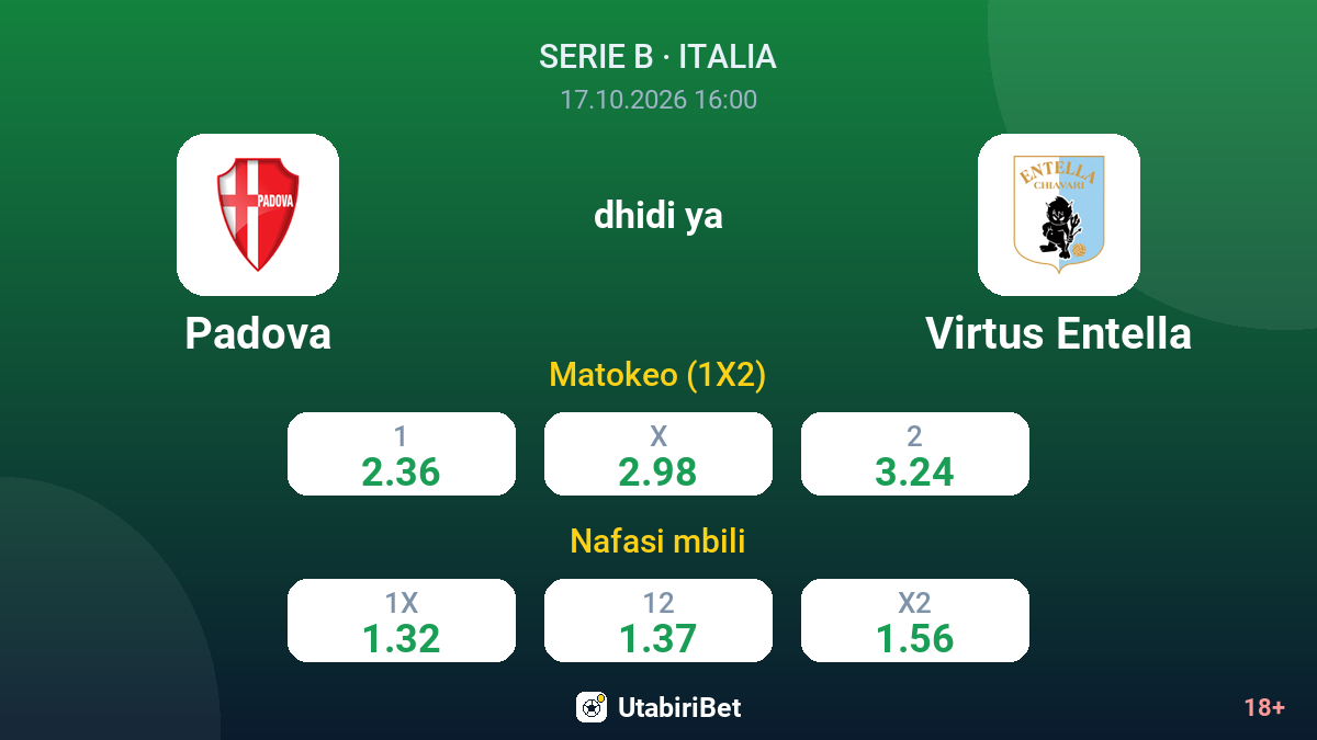Padova vs Virtus Entella — odds