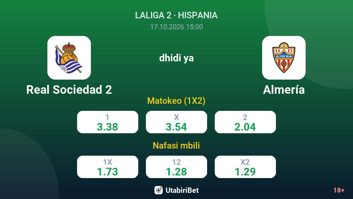 Real Sociedad 2 vs Almería — odds