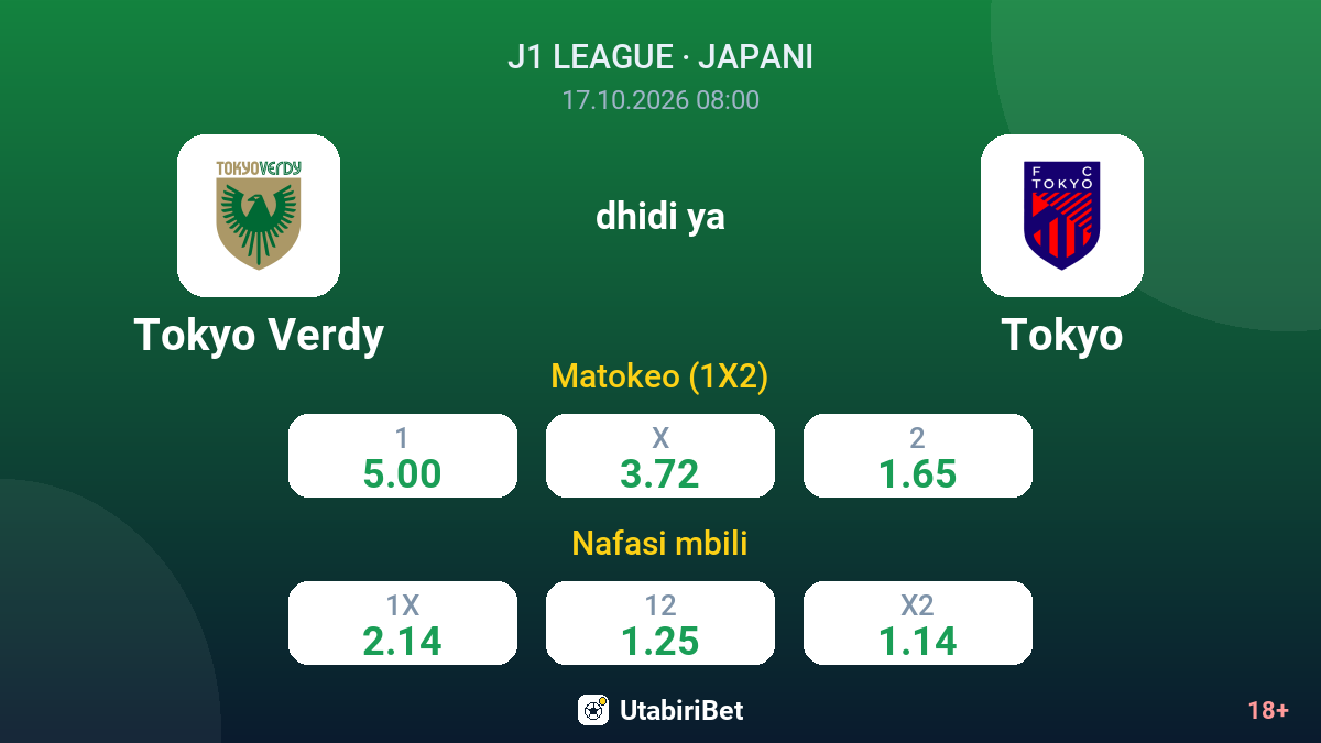 Tokyo Verdy vs Tokyo — odds