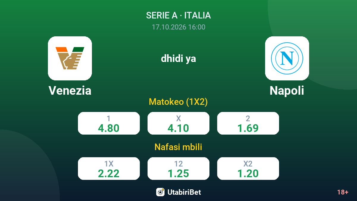 Venezia vs Napoli — odds