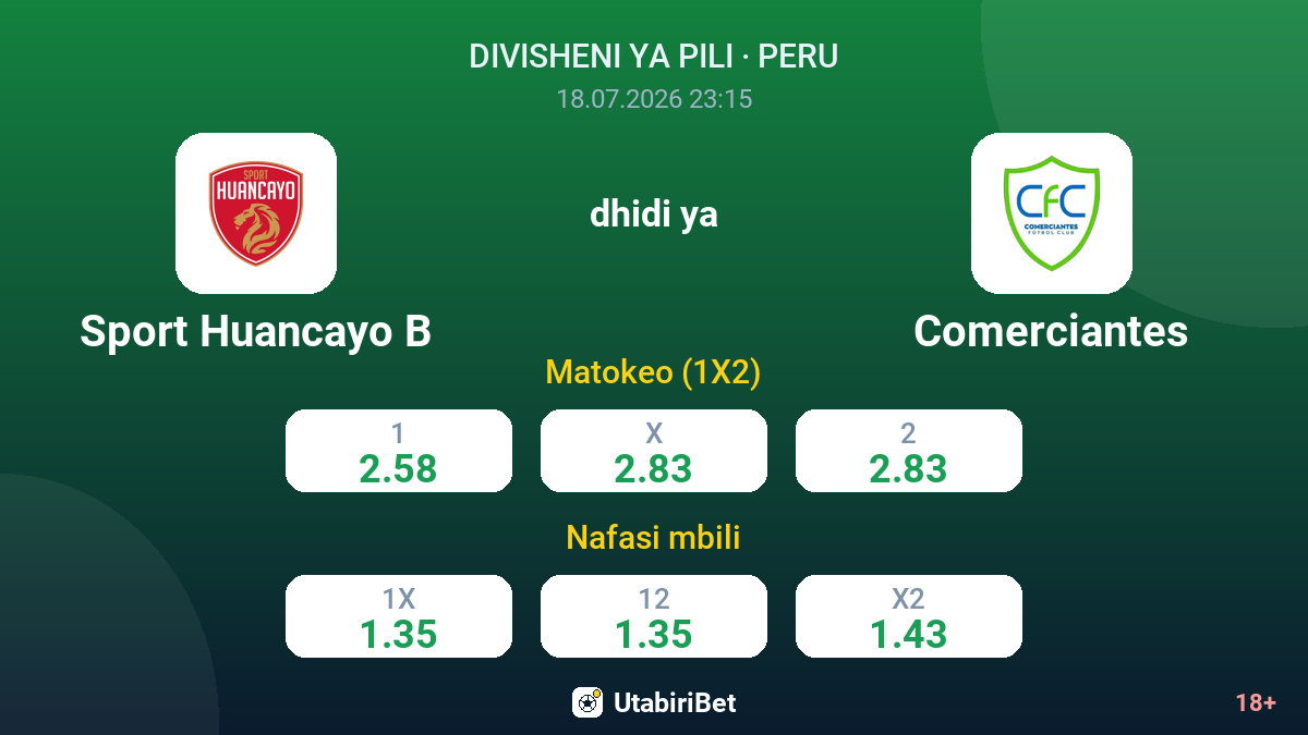 Sport Huancayo B vs Comerciantes — odds