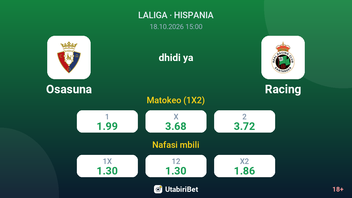 Osasuna vs Racing — odds