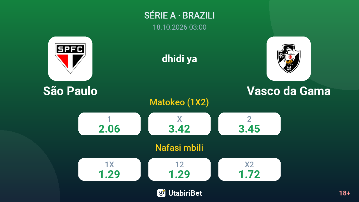 São Paulo vs Vasco da Gama — odds