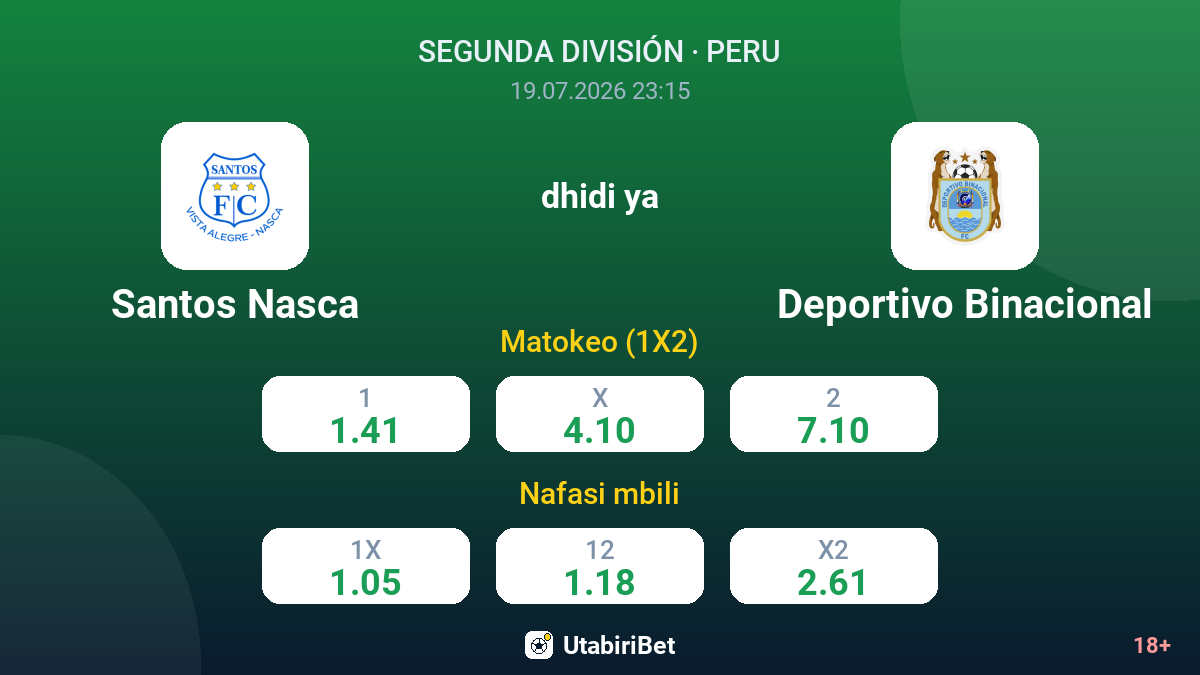 Santos Nasca vs Deportivo Binacional — odds