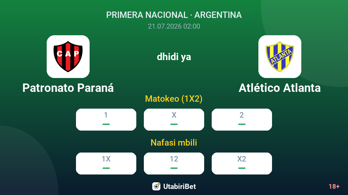Patronato Paraná vs Atlético Atlanta — odds