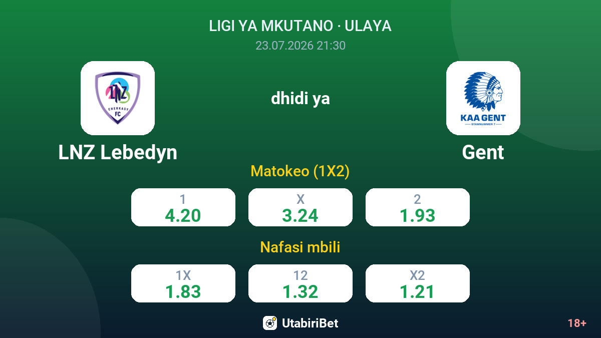 LNZ Lebedyn vs Gent — odds