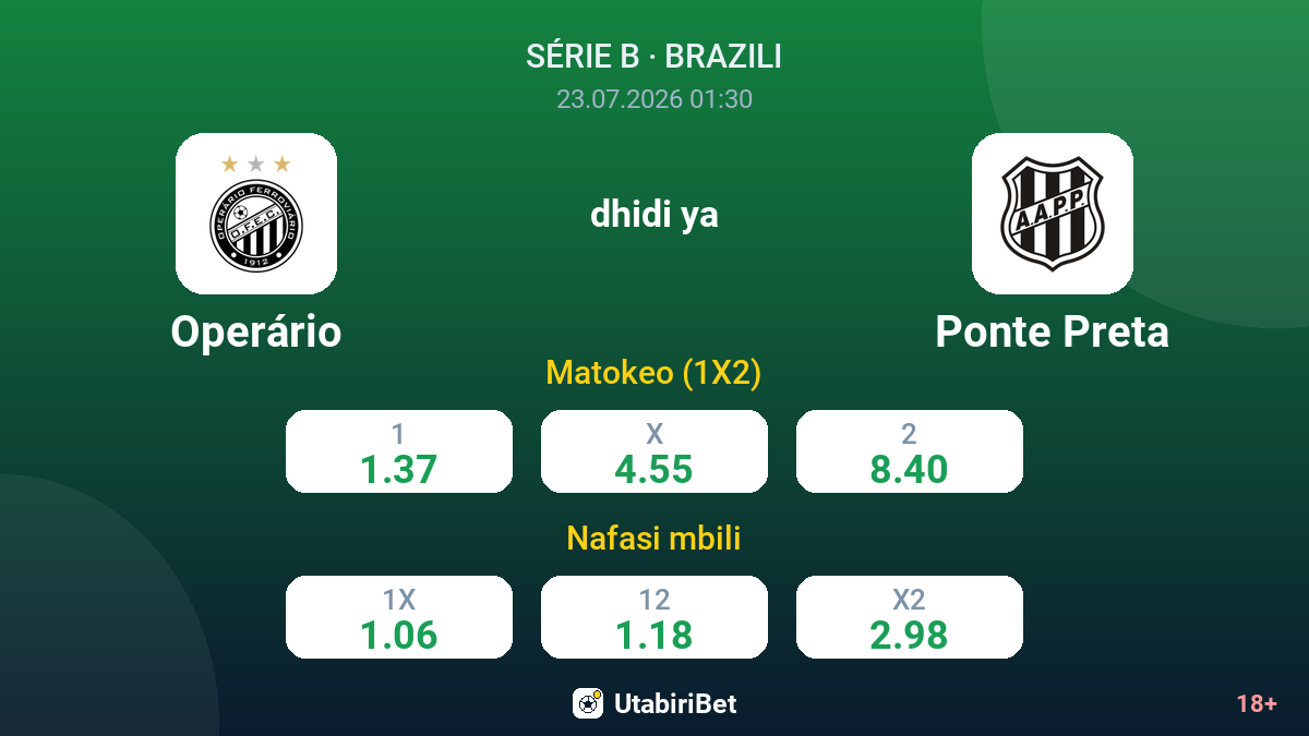 Operário vs Ponte Preta — odds