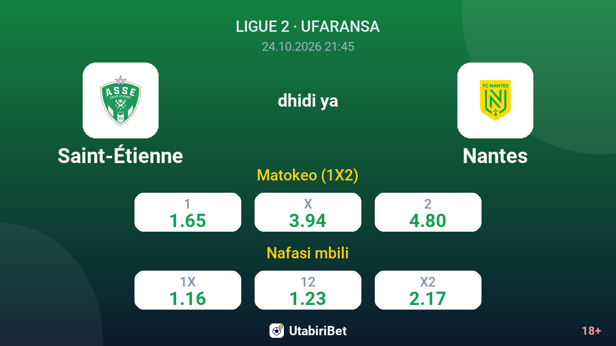 Saint-Étienne vs Nantes — odds