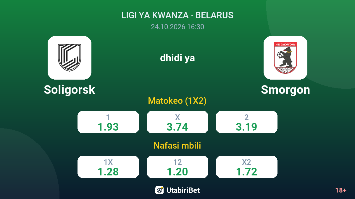 Soligorsk vs Smorgon — odds