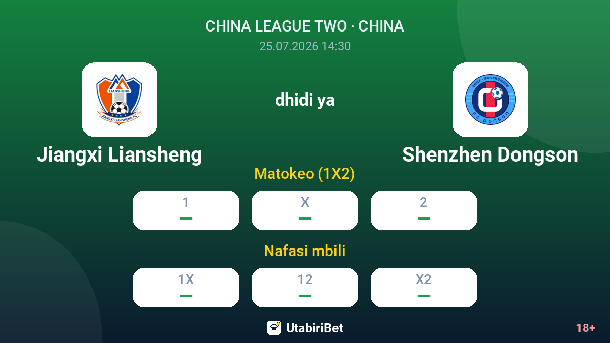 Jiangxi Liansheng vs Shenzhen Dongson — odds