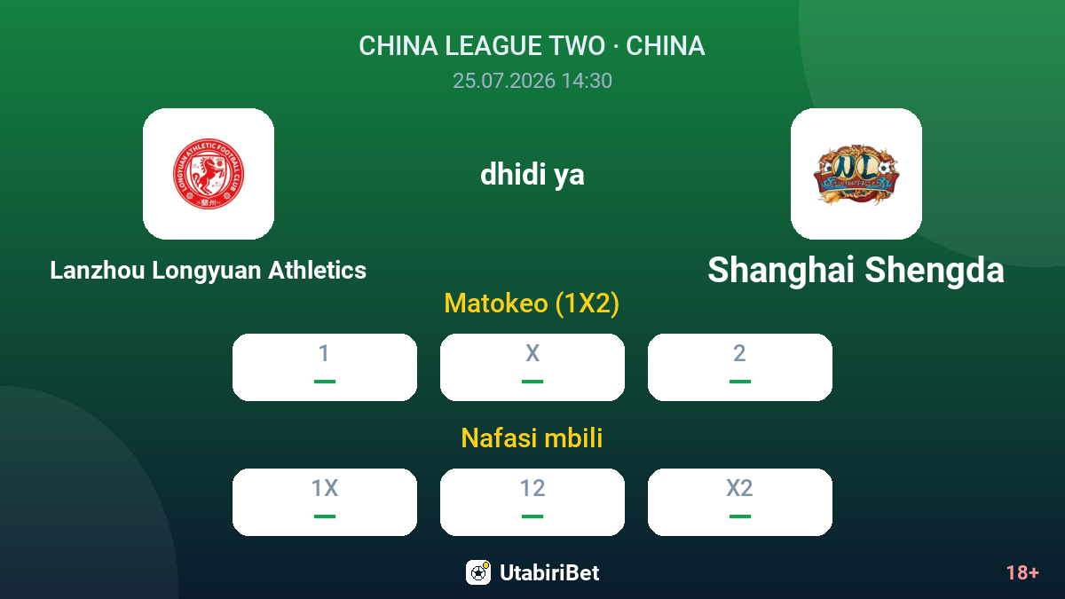 Lanzhou Longyuan Athletics vs Shanghai Shengda — odds