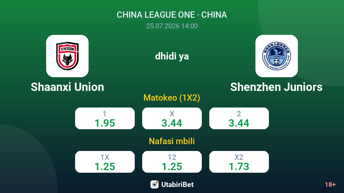 Shaanxi Union vs Shenzhen Juniors — odds