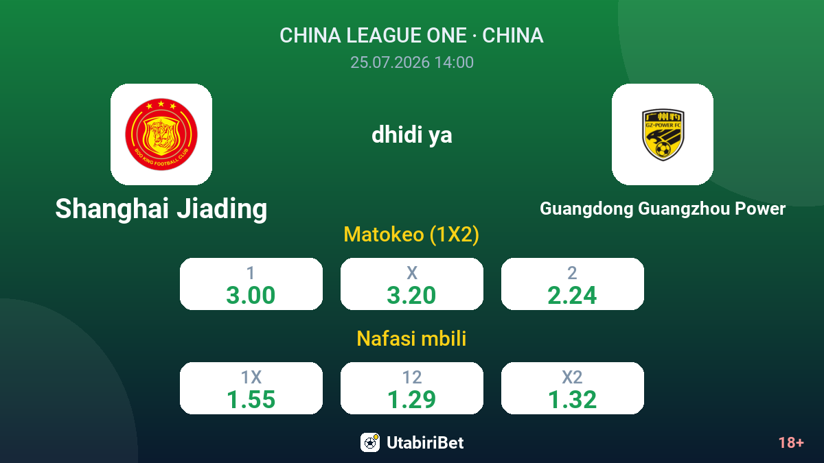 Shanghai Jiading vs Guangdong Guangzhou Power — odds