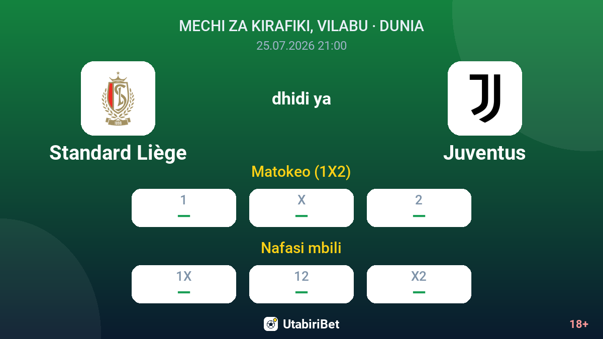 Standard Liège vs Juventus — odds