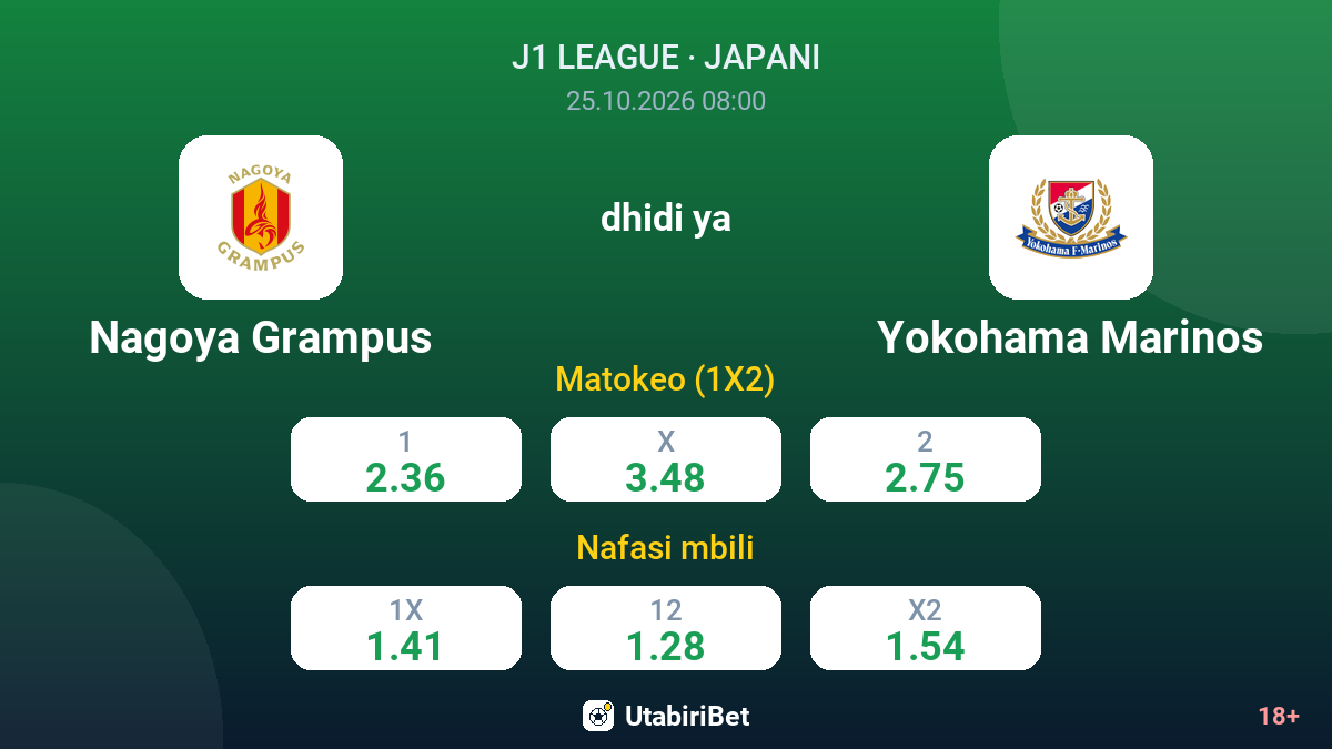 Nagoya Grampus vs Yokohama Marinos — odds