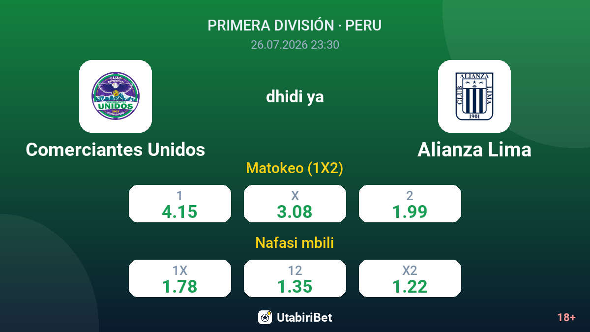 Comerciantes Unidos vs Alianza Lima — odds