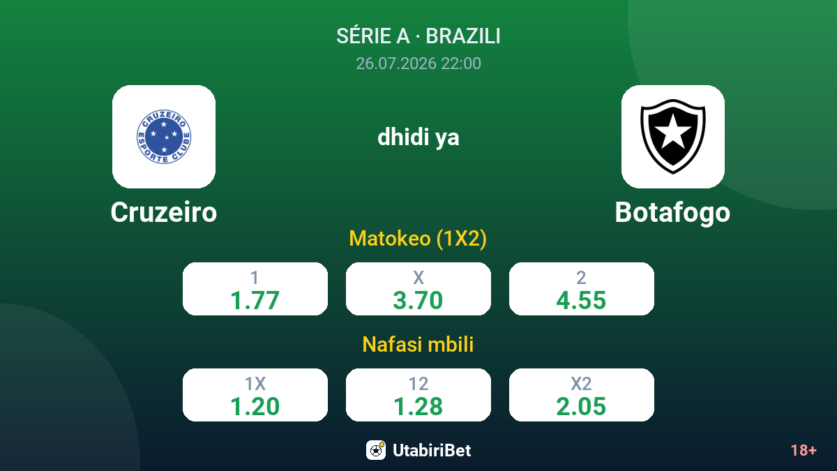 Cruzeiro vs Botafogo — odds