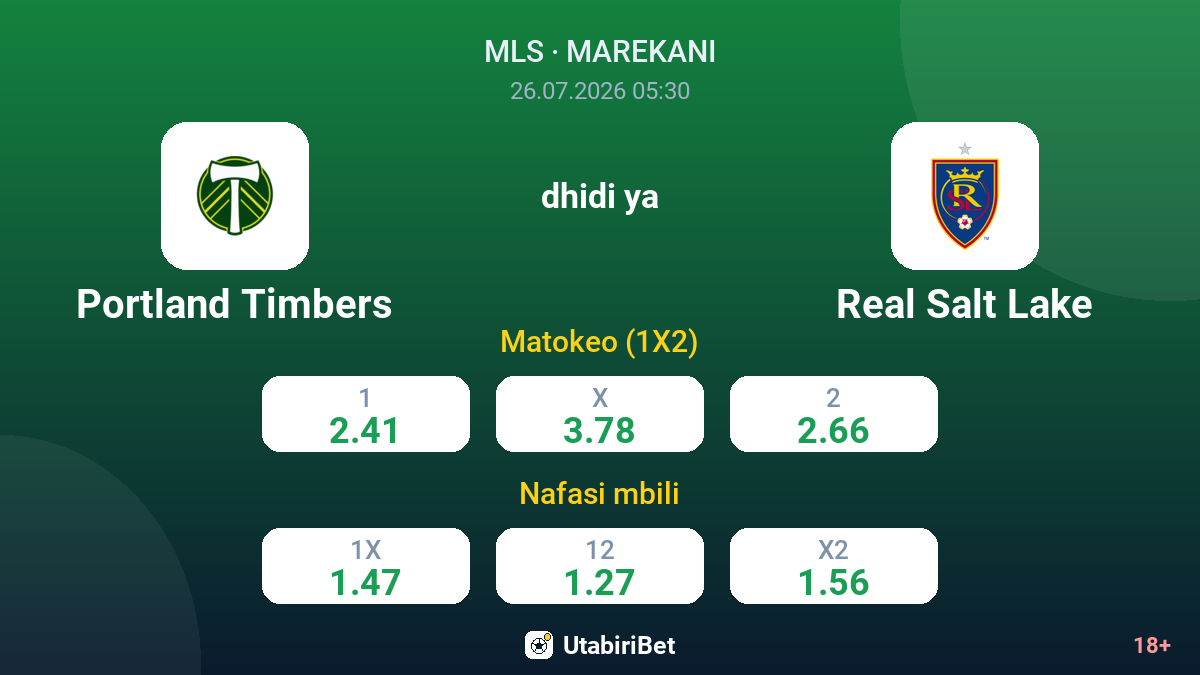 Portland Timbers vs Real Salt Lake — odds