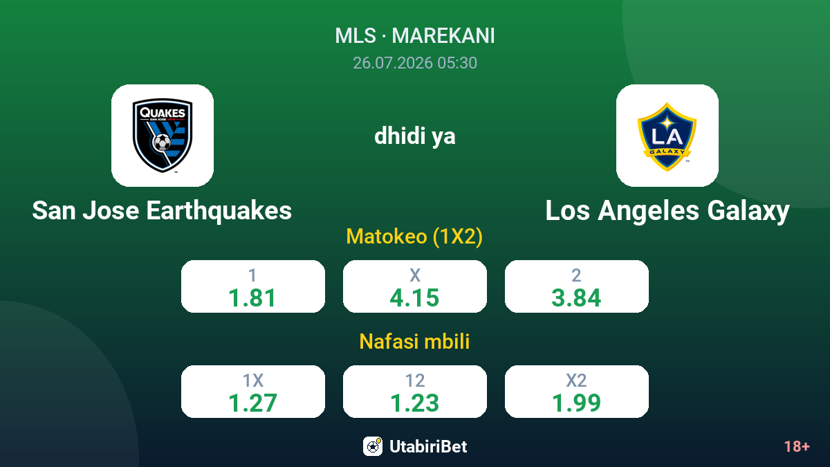 San Jose Earthquakes vs Los Angeles Galaxy — odds