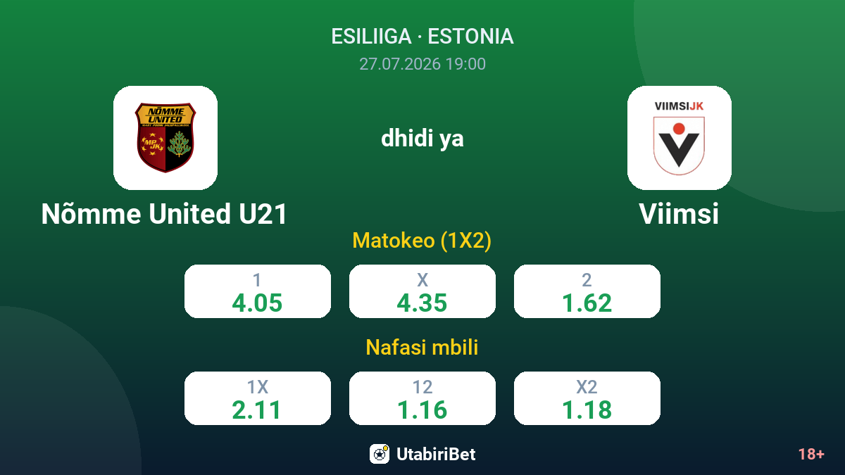 Nõmme United U21 vs Viimsi — odds