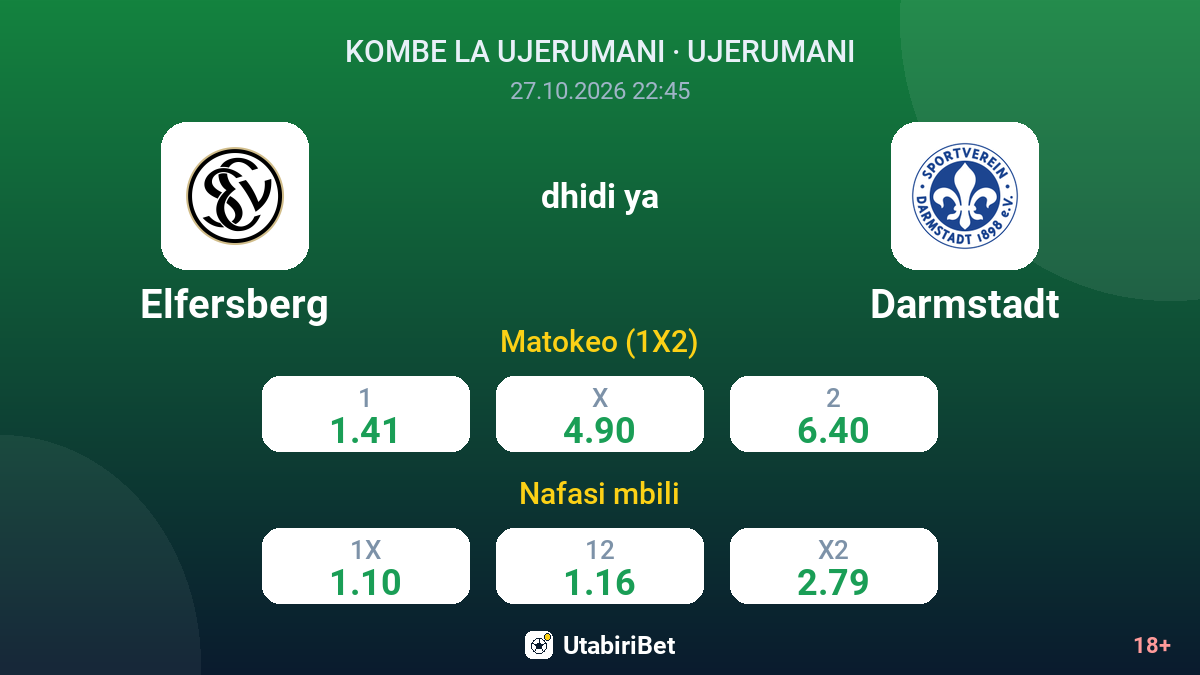 Elfersberg vs Darmstadt — odds