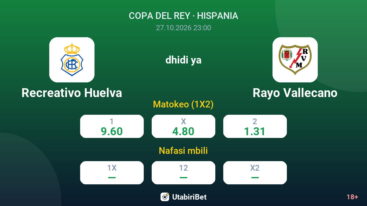 Recreativo Huelva vs Rayo Vallecano — odds