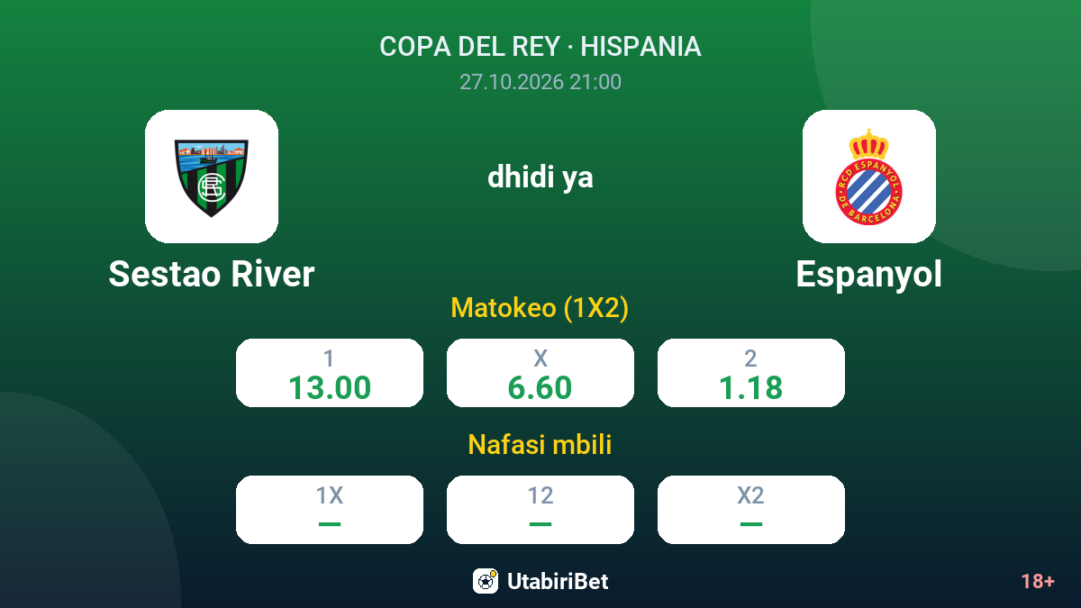 Sestao River vs Espanyol — odds