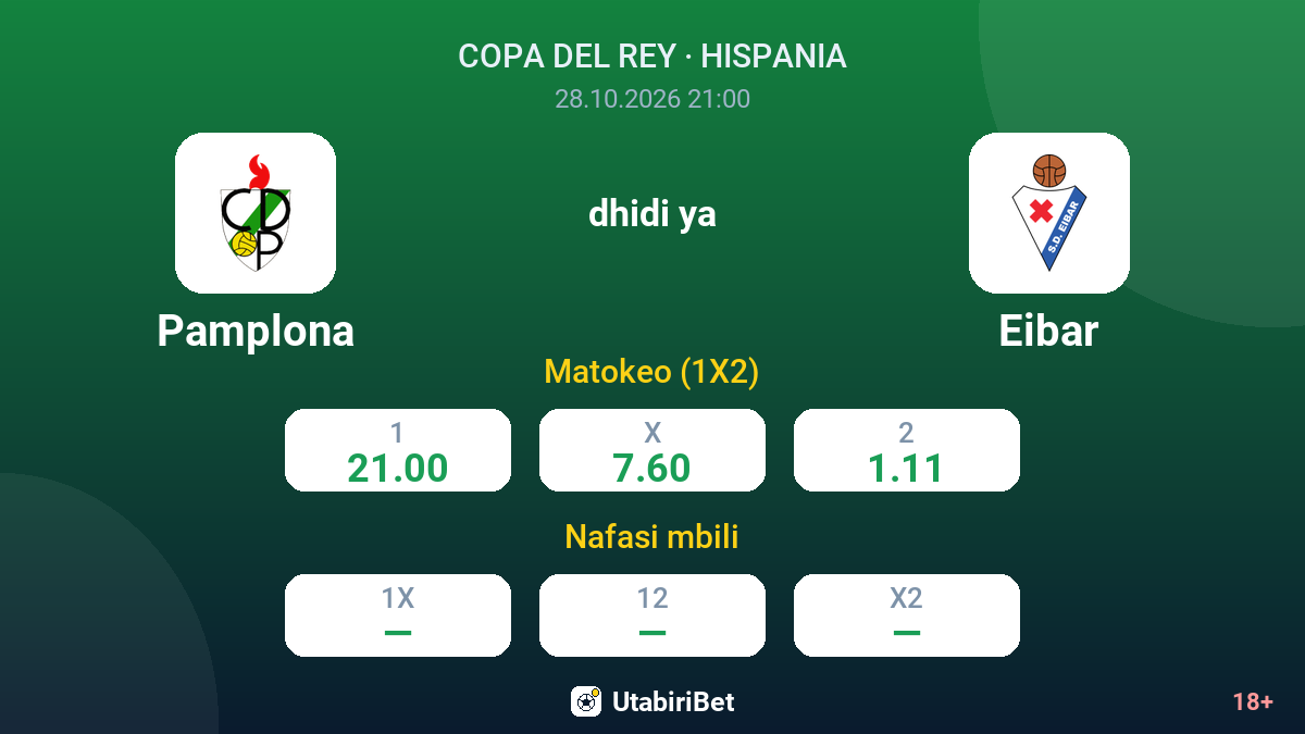 Pamplona vs Eibar — odds