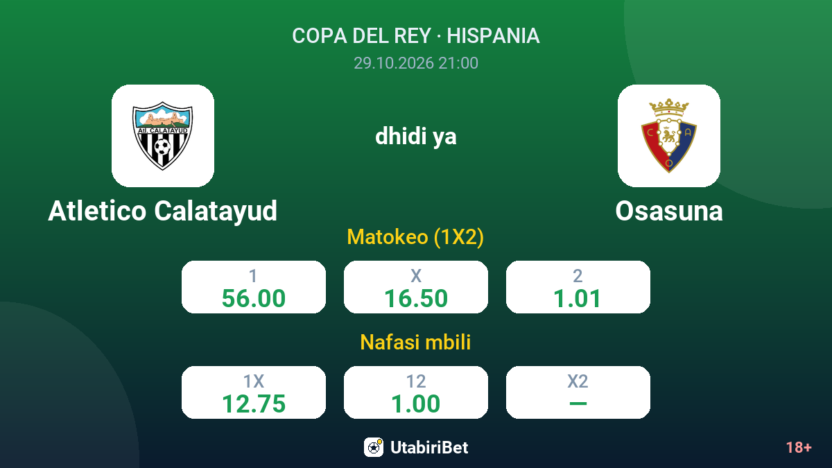 Atletico Calatayud vs Osasuna — odds