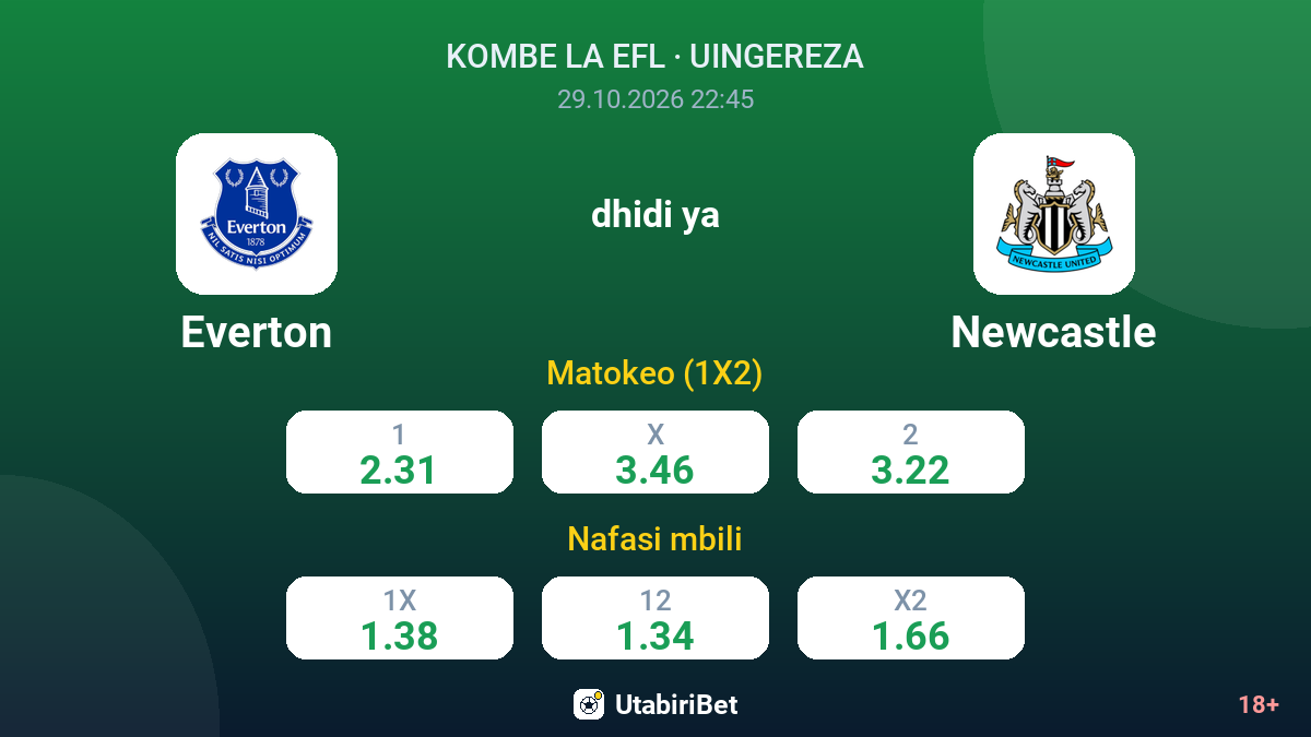Everton vs Newcastle — odds