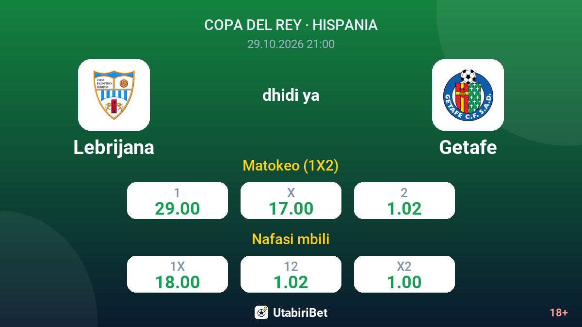 Lebrijana vs Getafe — odds