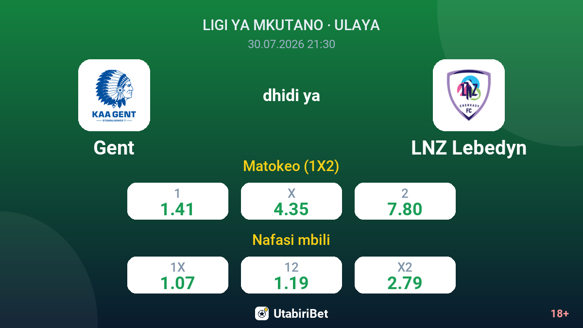 Gent vs LNZ Lebedyn — odds