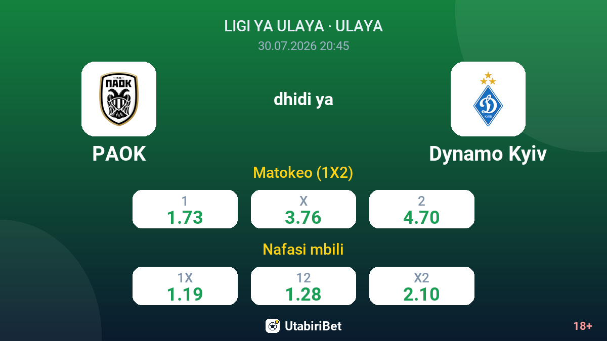 PAOK vs Dynamo Kyiv — odds