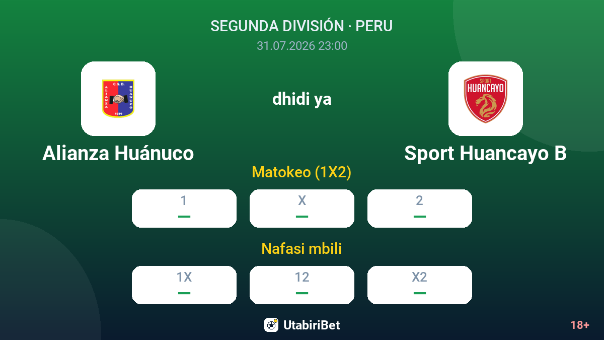 Alianza Huánuco vs Sport Huancayo B — odds