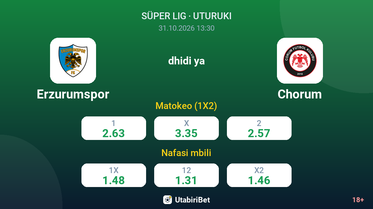 Erzurumspor vs Chorum — odds