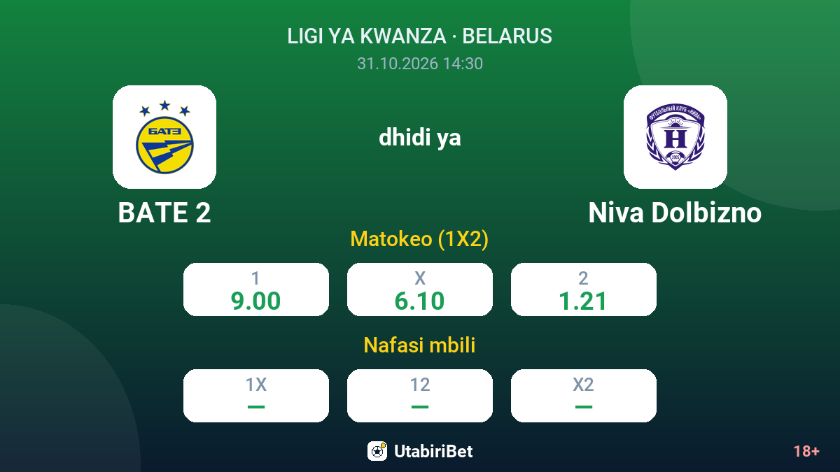 BATE 2 vs Niva Dolbizno — odds