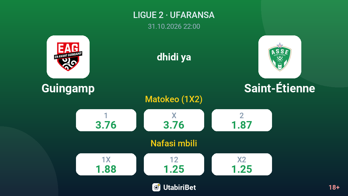 Guingamp vs Saint-Étienne — odds