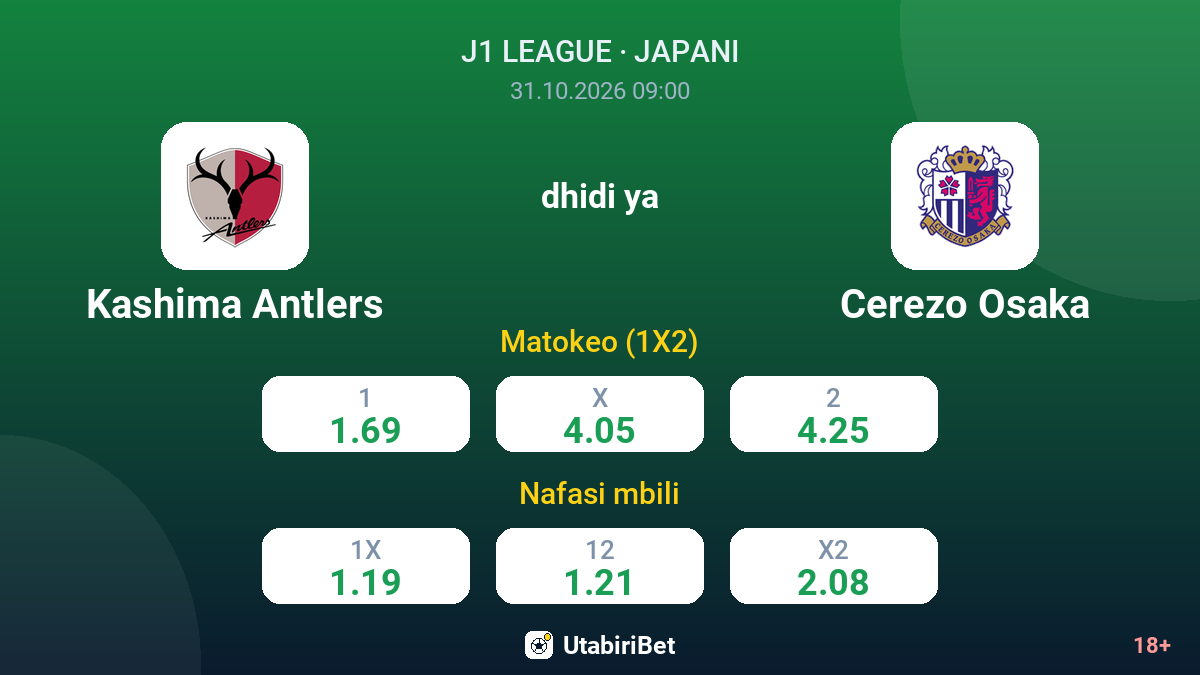 Kashima Antlers vs Cerezo Osaka — odds