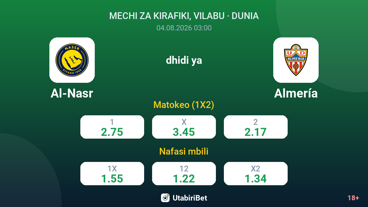 Al-Nasr vs Almería — odds
