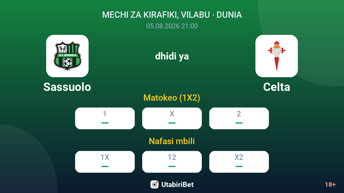 Sassuolo vs Celta — odds